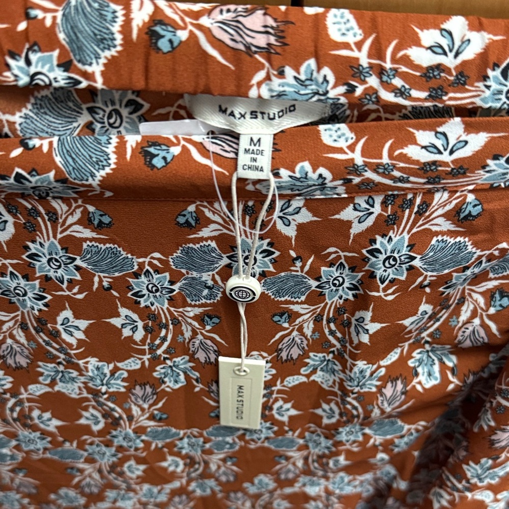 Max Studio Floral Ruched Ruffle Midi Skirt - Picture 2 of 5